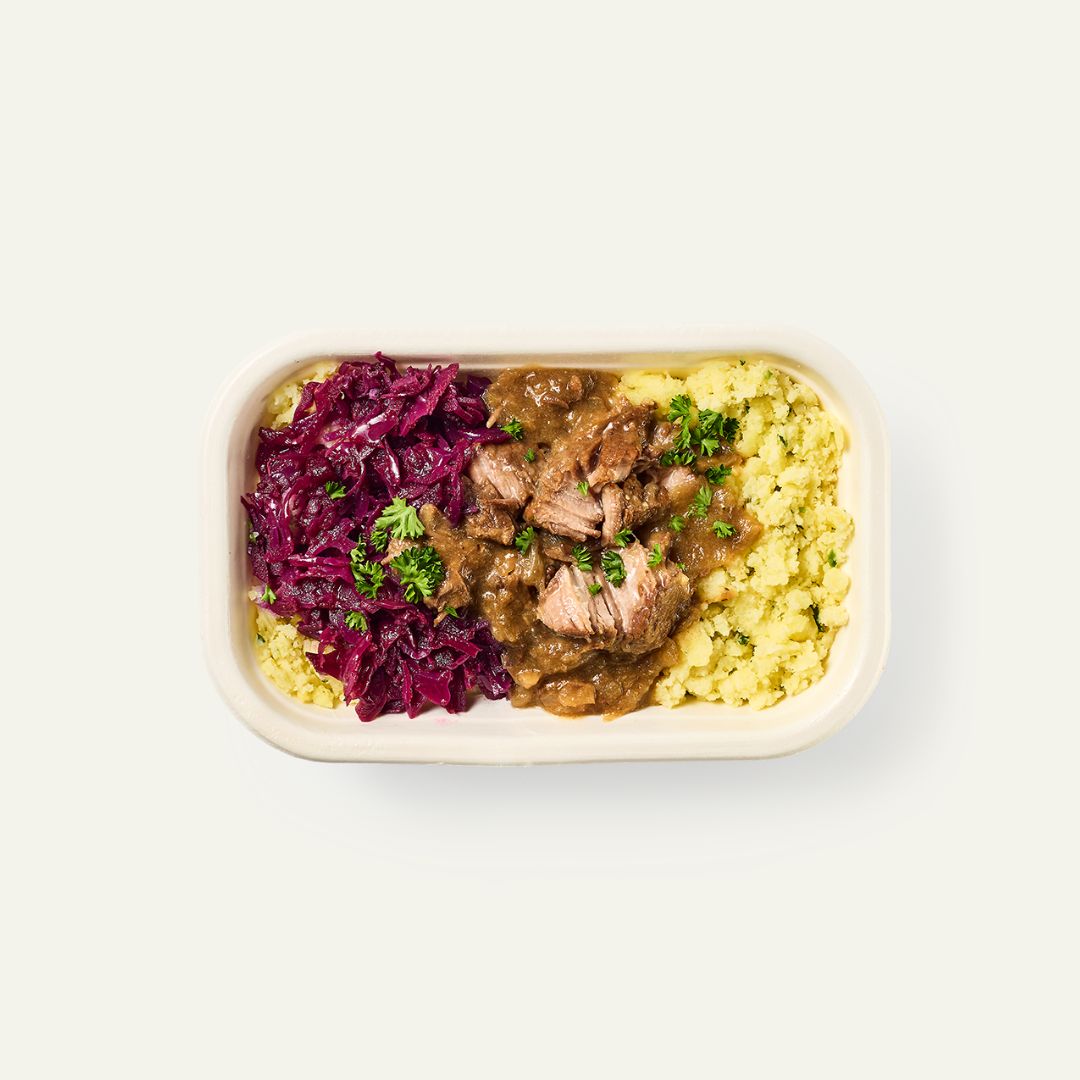 Hachee met rode kool en puree