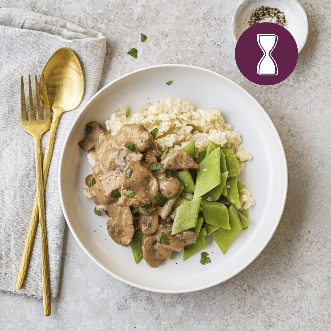 Afslank: Beef stroganoff met knolselderijpuree