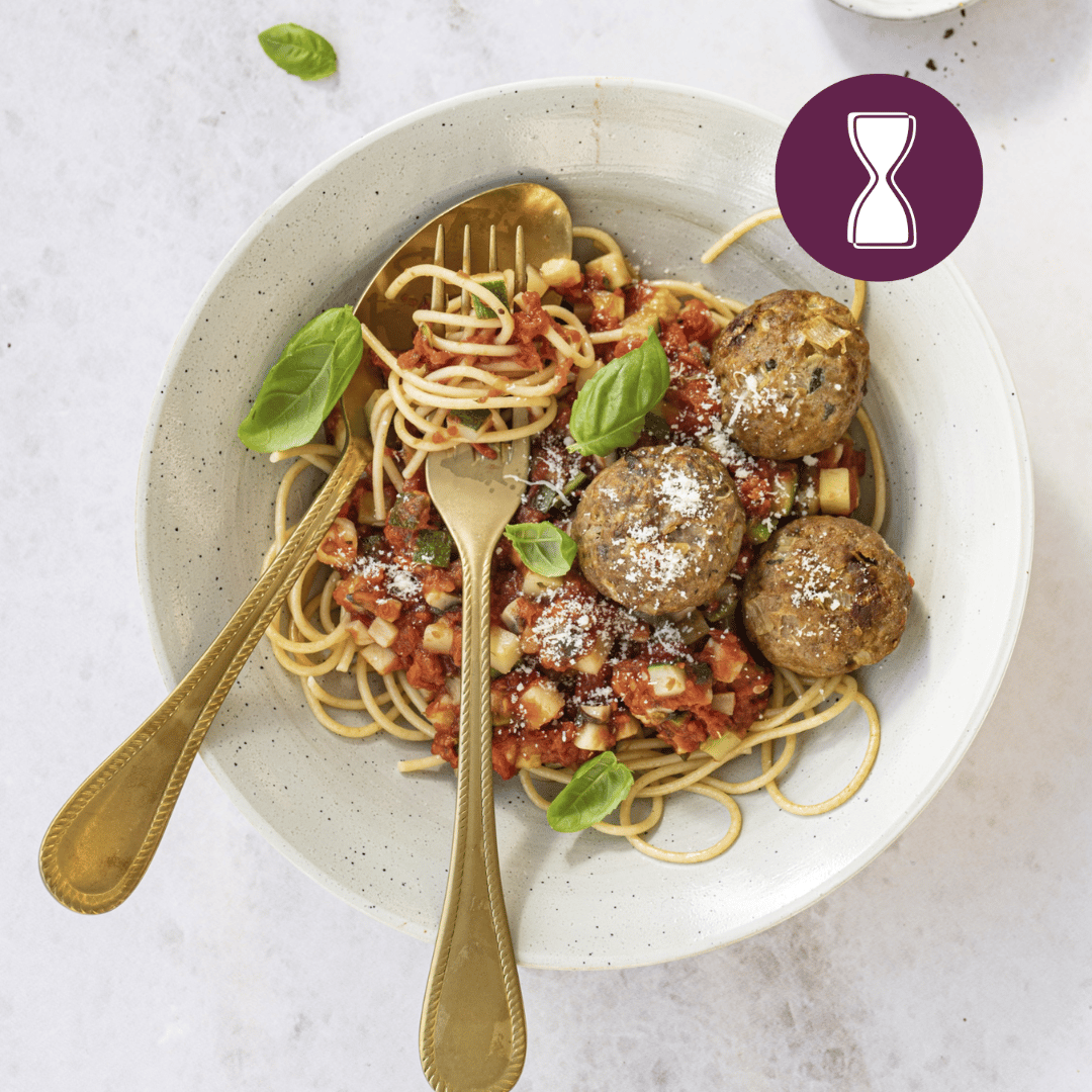 Afslank: Spaghetti met groenten en tartaarballetjes