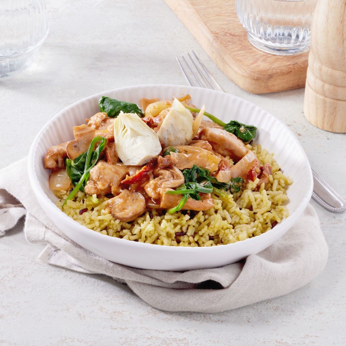 Siciliaanse kip met kruidenrijst