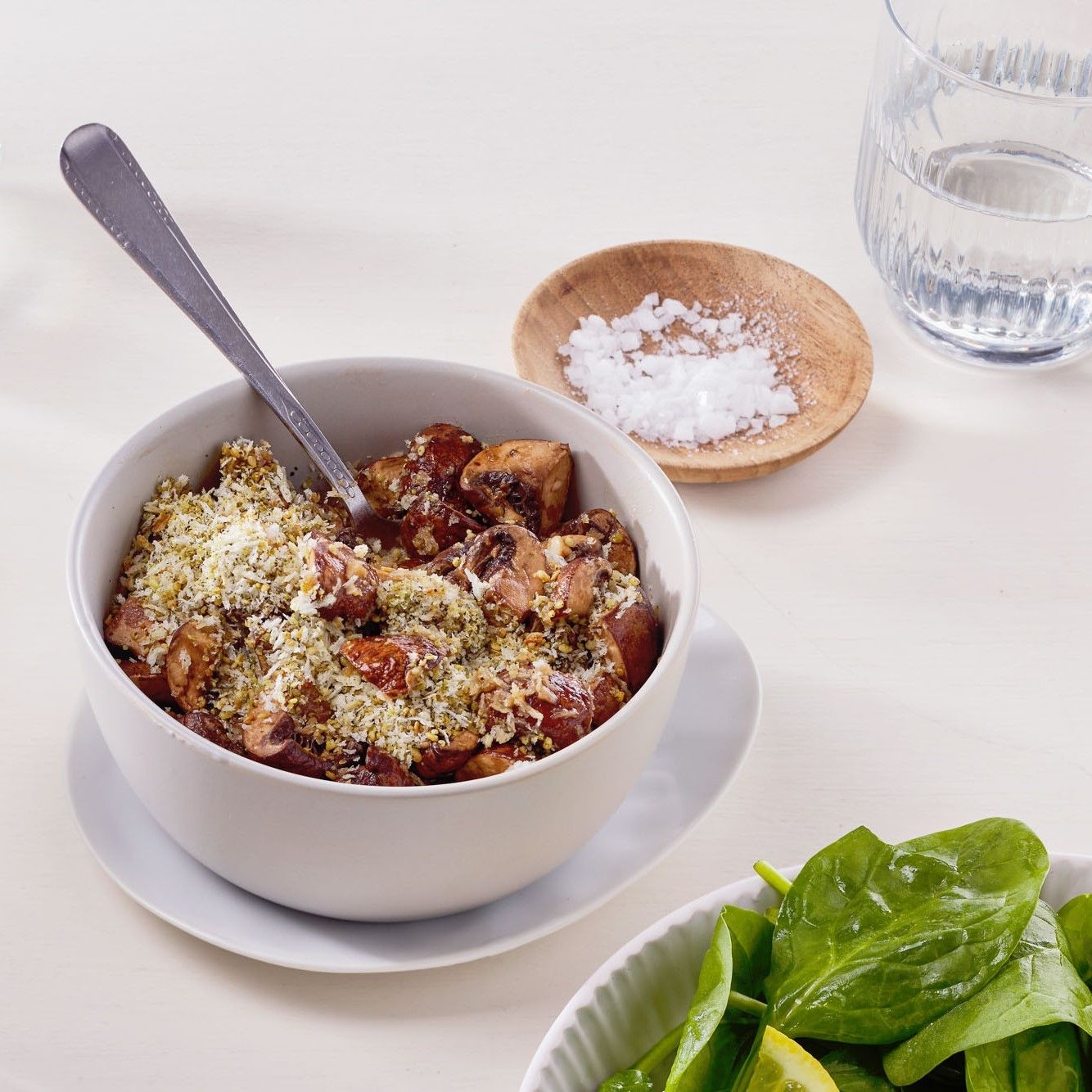 Balsamico soja paddenstoelen met kruidenpanko