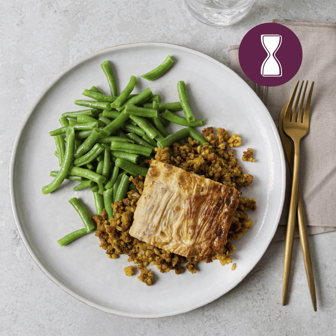 Afslank: Bobotie met vegan gehakt en sperziebonen