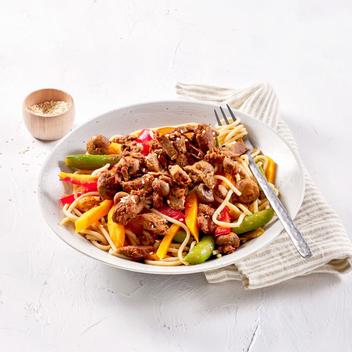 Miso "beef" met noedels